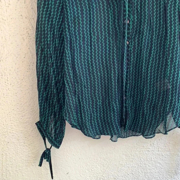 Anthropologie Maeve Della Sheer Shirt Blue Green Size Small - Picture 4 of 7